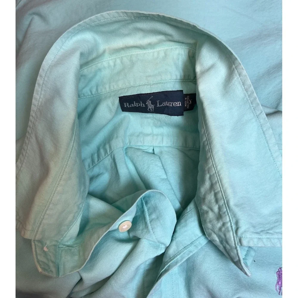 Polo Ralph Lauren Mens XXL Oxford Shirt Mint Seafoam Green Cotton Button Down LS